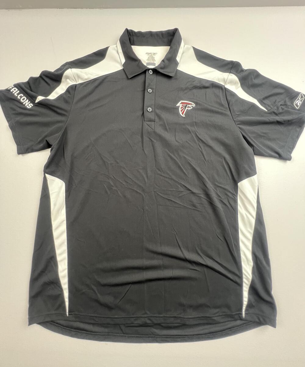 Atlanta Falcons Shirt Mens XL Gray NFL Football Reebok Polo Short Sleeve Golf